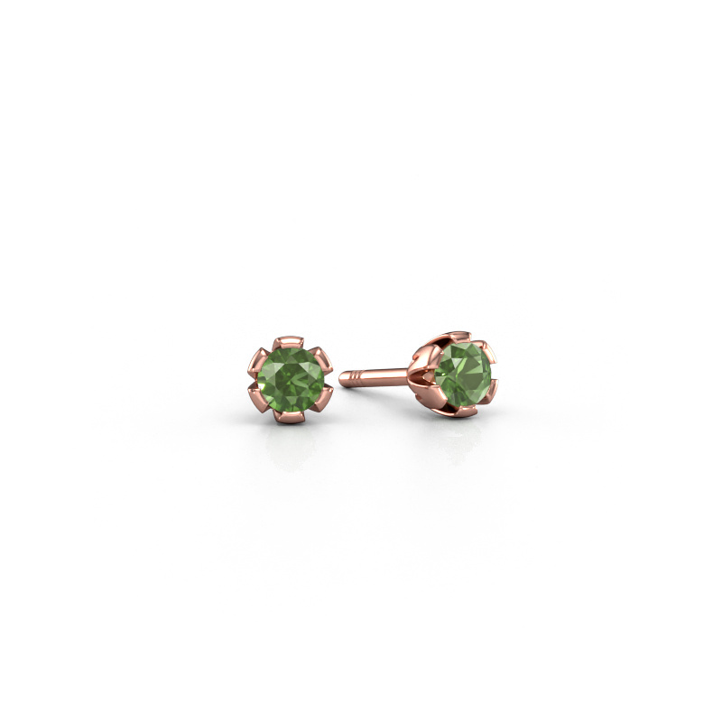 Image of Stud earrings Julia 585 rose gold Tourmaline green 4 mm