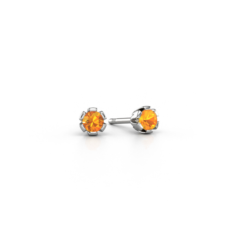 Image of Stud earrings Julia 950 platinum Citrin 4 mm
