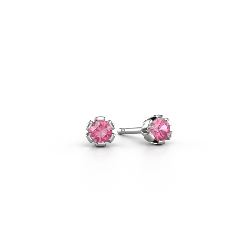Image of Stud earrings Julia 585 white gold Pink sapphire 4 mm