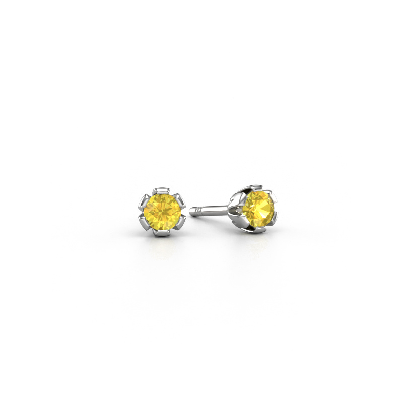 Image of Stud earrings Julia 585 white gold Yellow sapphire 4 mm