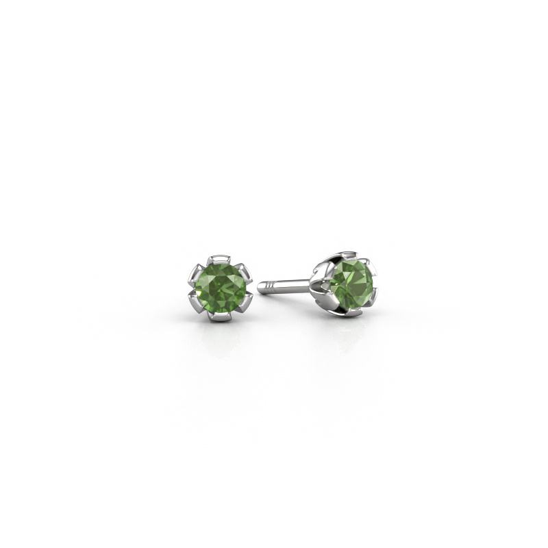 Image of Stud earrings Julia 585 white gold Tourmaline green 4 mm