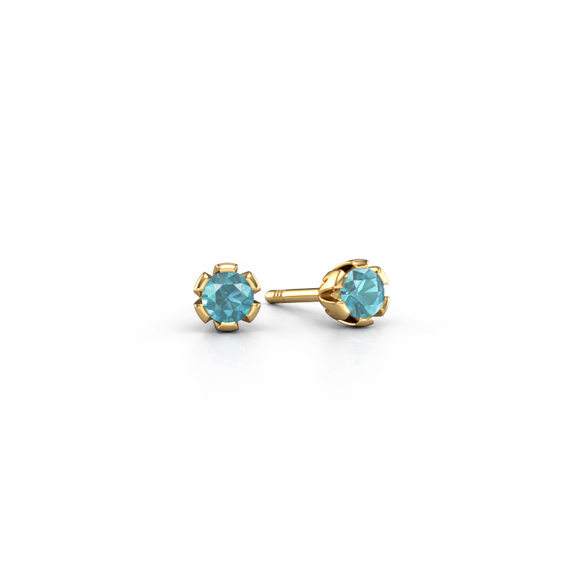 Image of Stud earrings Julia 585 gold Blue topaz 4 mm