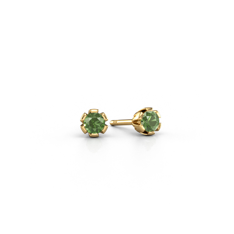 Image de Clous d'oreilles Julia 585 or jaune Vert tourmaline 4 mm