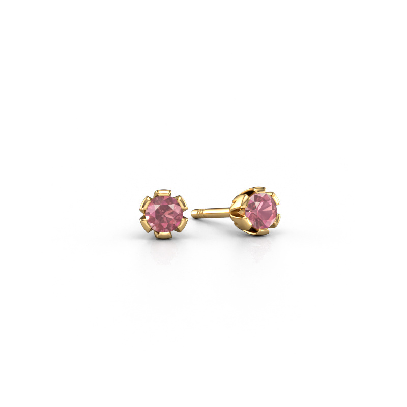 Image of Stud earrings Julia 585 gold Tourmaline pink 4 mm