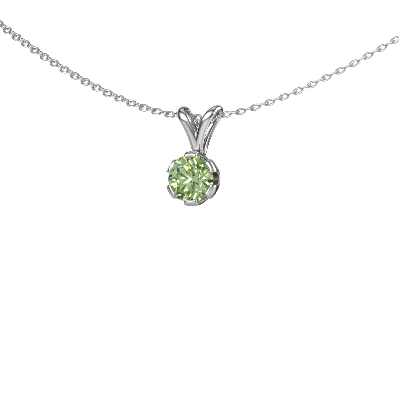Image of Pendant Julia 585 white gold Green lab grown diamond 5 mm