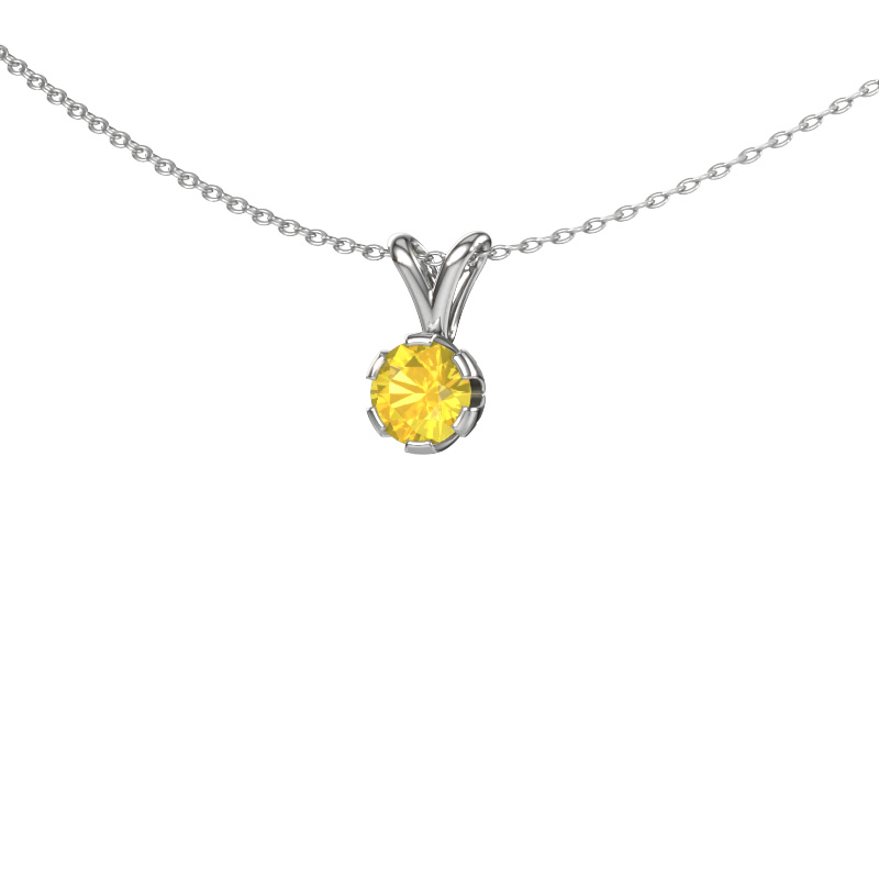 Image of Pendant Julia 585 white gold Yellow sapphire 5 mm