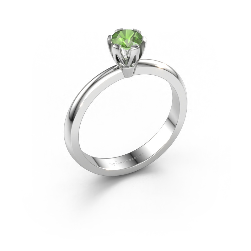 Immagine di Anello di fidanzamento Julia 585 oro bianco Tormalina verde 4 mm