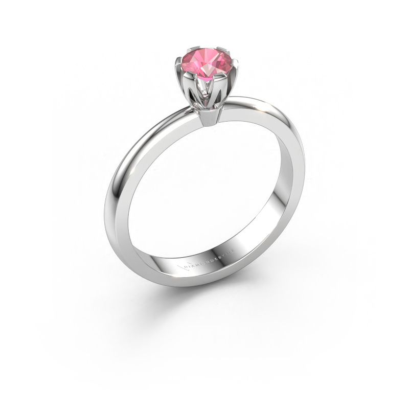 Bild av Förlovningsring Julia 585 vitt guld Rosa turmalin 4 mm
