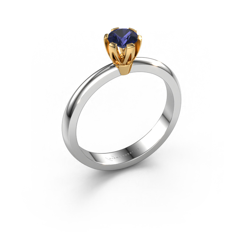 Bild von Verlobungsring Julia 585 Weißgold Saphir 4 mm