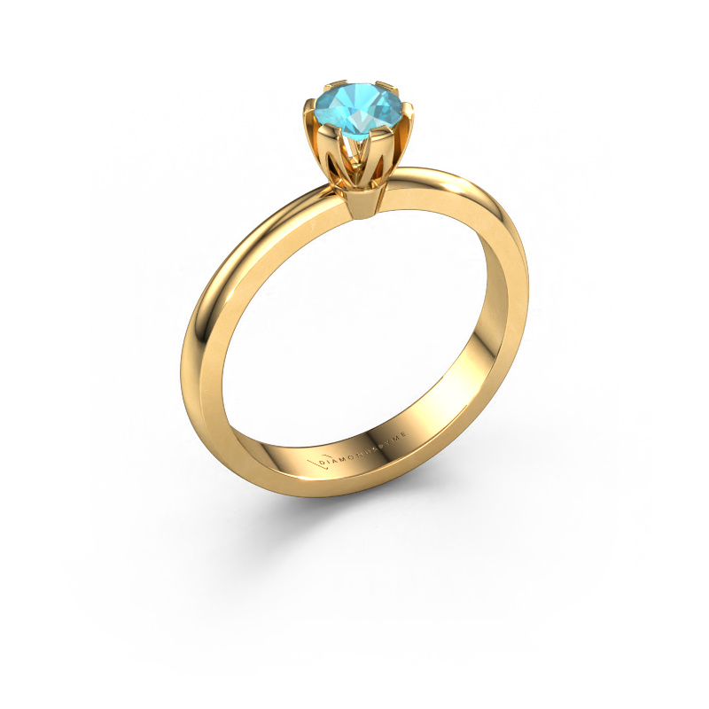 Image de Bague de fiançailles Julia 585 or jaune Topaze bleue 4 mm
