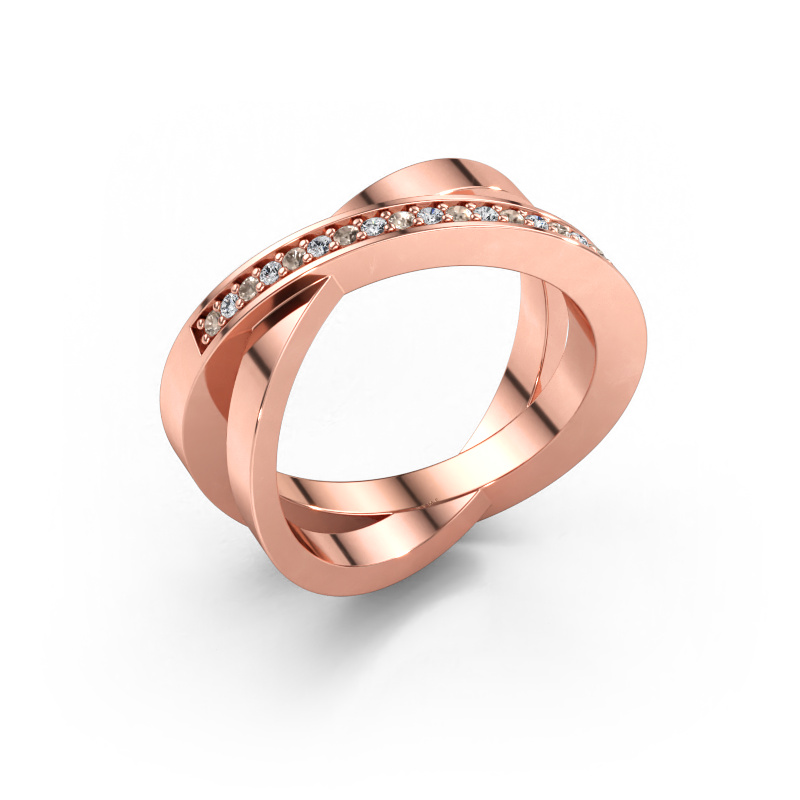 Immagine di Anello Julie 585 oro rosa Diamante marrone 0.143 crt