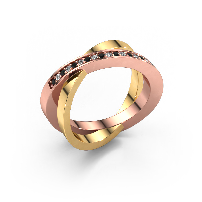 Bild von Ring Julie 585 Roségold Schwarz Diamant 0.158 crt