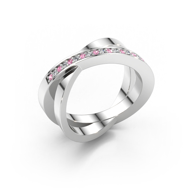 Bild av Ring Julie 585 vitt guld Rosa safir 1.2 mm