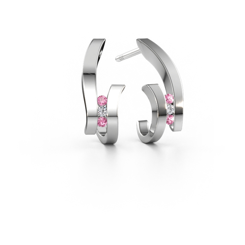 Immagine di Orecchini Juliette 585 oro bianco Zaffiro rosa 1.5 mm