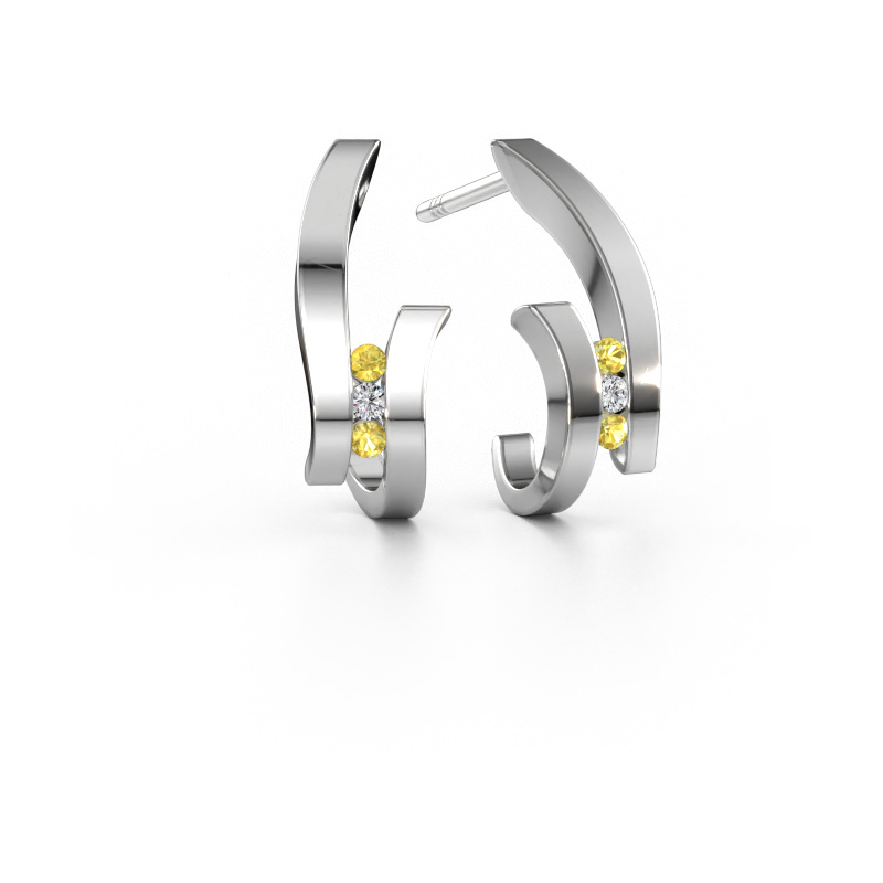 Bild av örhängen Juliette 585 vitt guld Gul safir 1.5 mm