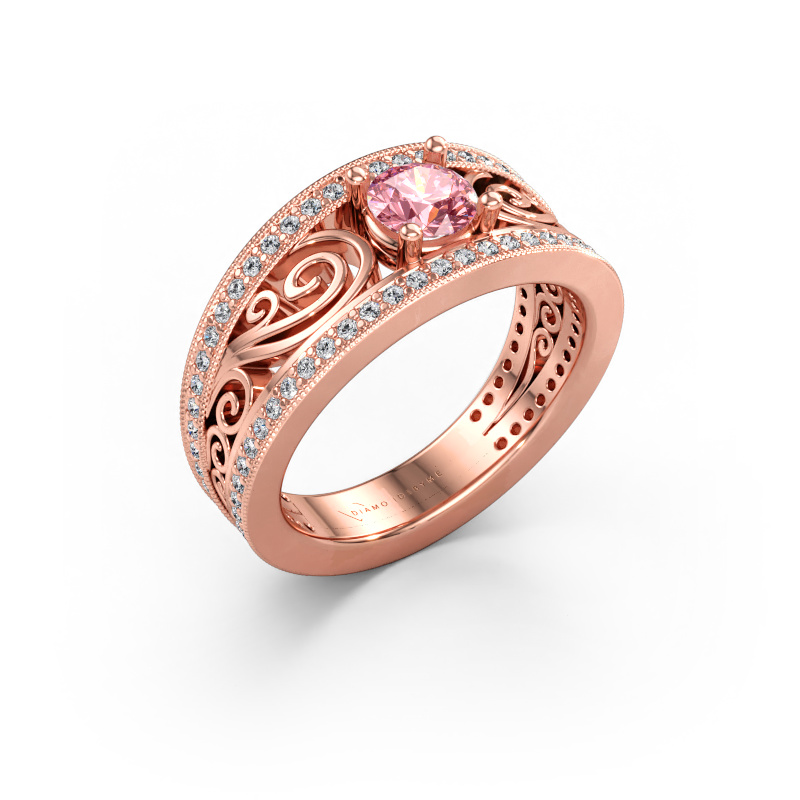 Image of Engagement ring Julliana 585 rose gold Pink lab grown diamond 5 mm
