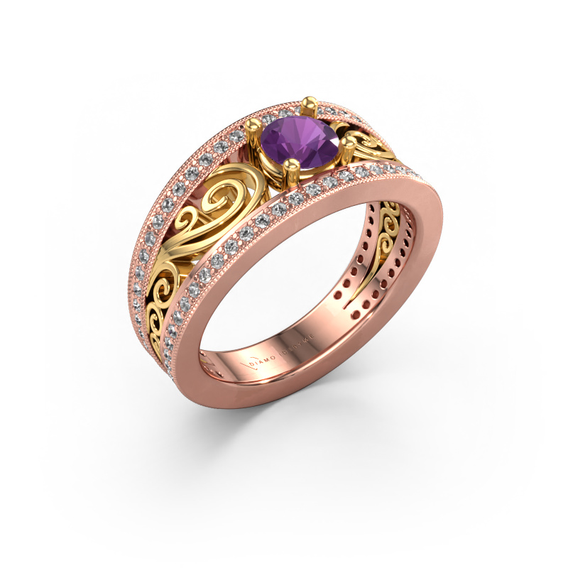 Image de Bague Julliana 585 or rose Améthyste 5 mm