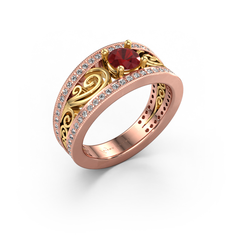 Image of Engagement ring Julliana 585 rose gold Ruby 5 mm