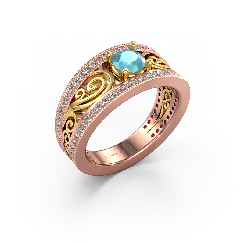 Image of Ring Julliana 585 rose gold Blue topaz 5 mm
