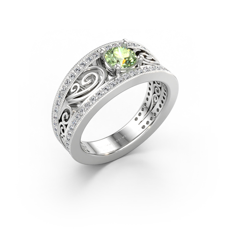 Immagine di Anello Julliana 585 oro bianco Diamante lab grown verde 5 mm