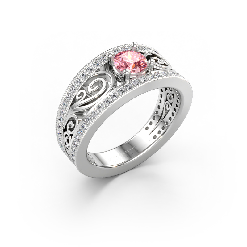Bild av Ring Julliana 585 vitt guld Rosa labbodlad diamant 5 mm