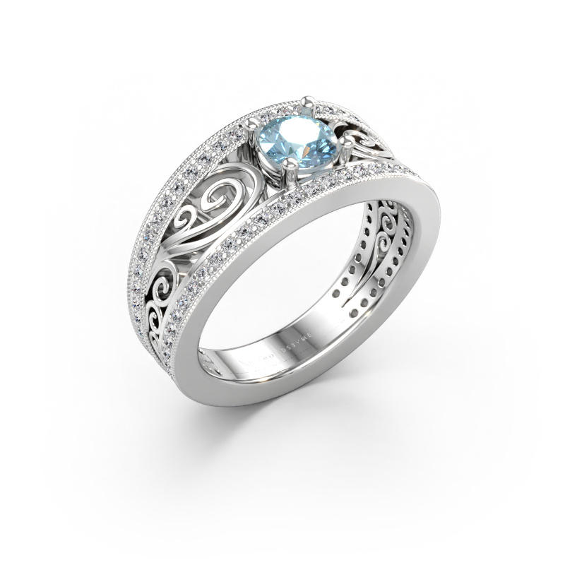 Bild av Ring Julliana 585 vitt guld Blå labbodlad diamant 5 mm