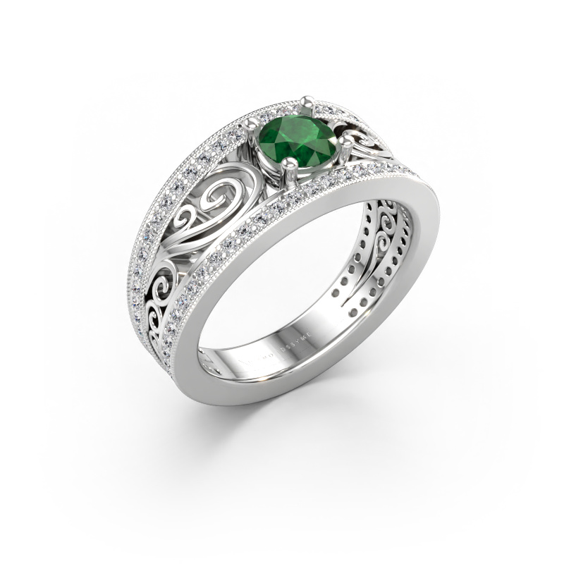 Immagine di Anello di fidanzamento Julliana 585 oro bianco Smeraldo 5 mm