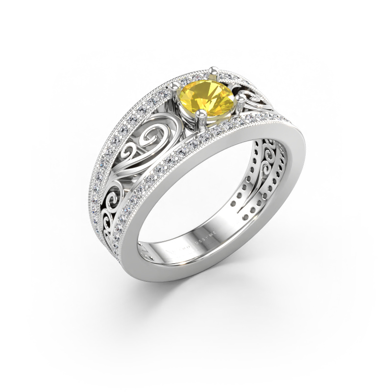 Bild av Ring Julliana 585 vitt guld Gul safir 5 mm