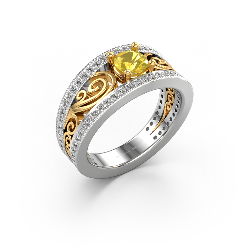 Bild von Verlobungsring Julliana 585 Weißgold Gelb Saphir 5 mm