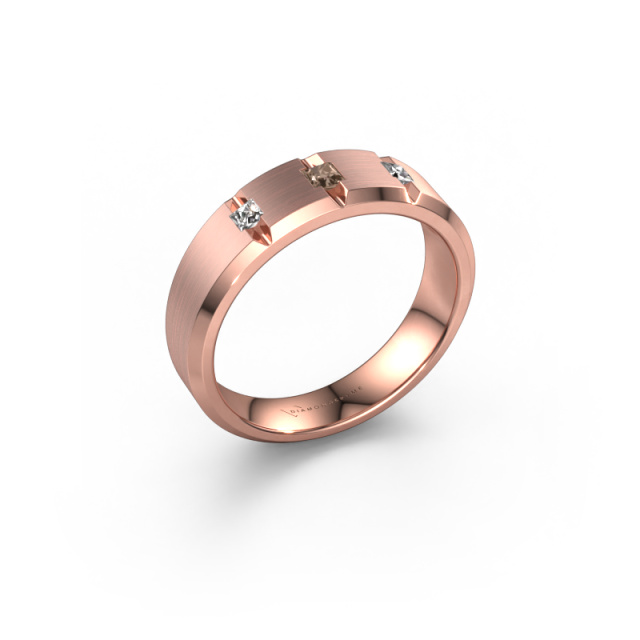 Image of Men's ring Justin 585 rose gold Brown diamond 0.20 crt