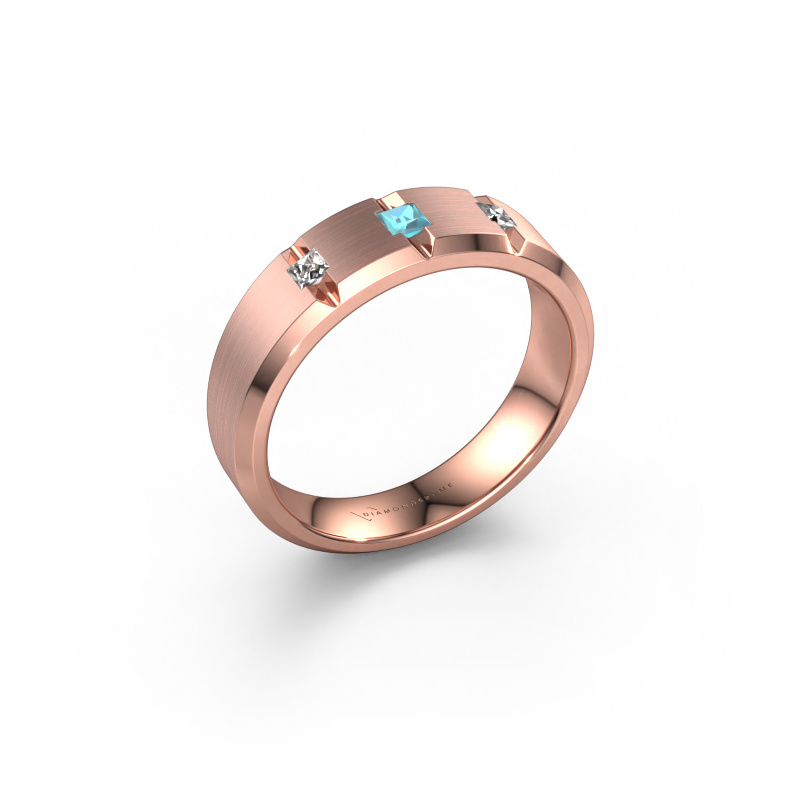 Bild von Männerring Justin 585 Roségold Blau Topas 2.5 mm