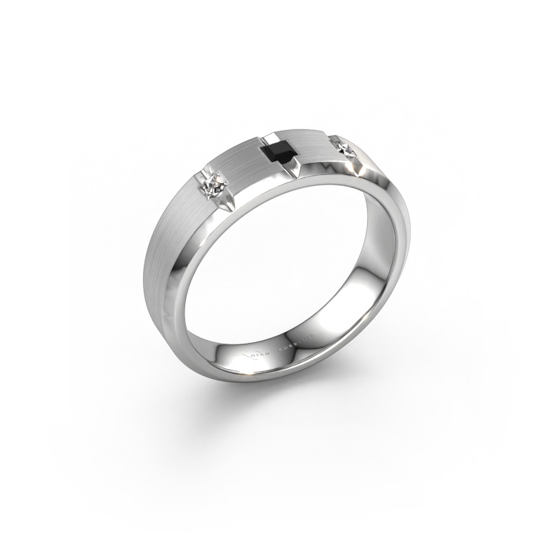 Image of Men's ring Justin 585 white gold Black diamond 0.22 crt