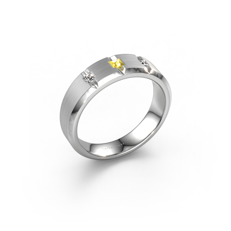 Image of Men's ring Justin 585 white gold Yellow sapphire 2.5 mm