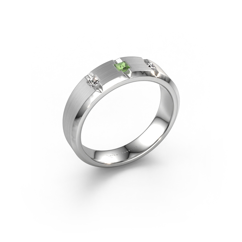 Image of Men's ring Justin 950 platinum Tourmaline green 2.5 mm