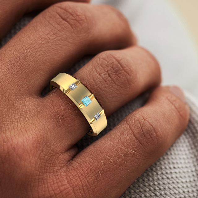 Image of Men's ring Justin 585 gold Blue topaz 2.5 mm