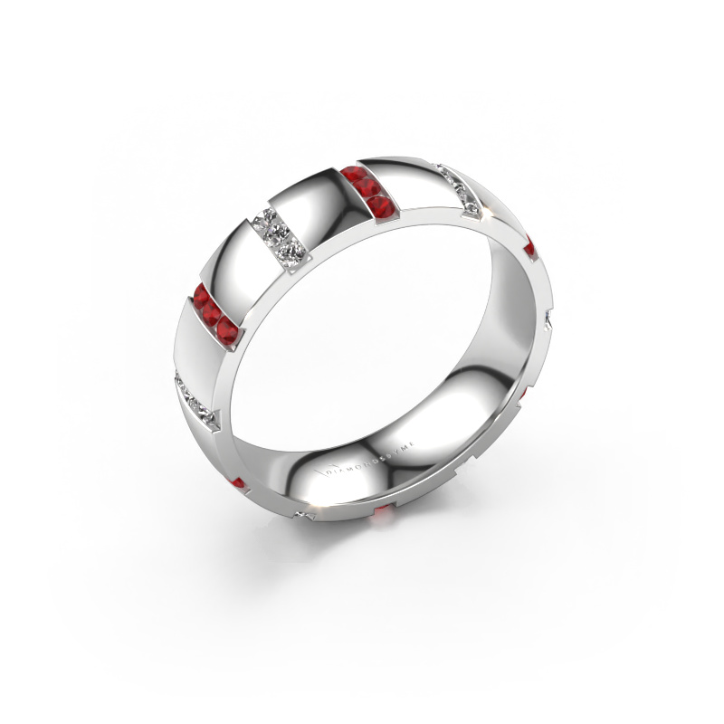 Image de Bague de mariage Juul 585 or blanc ±5x1.8 mm Rubis