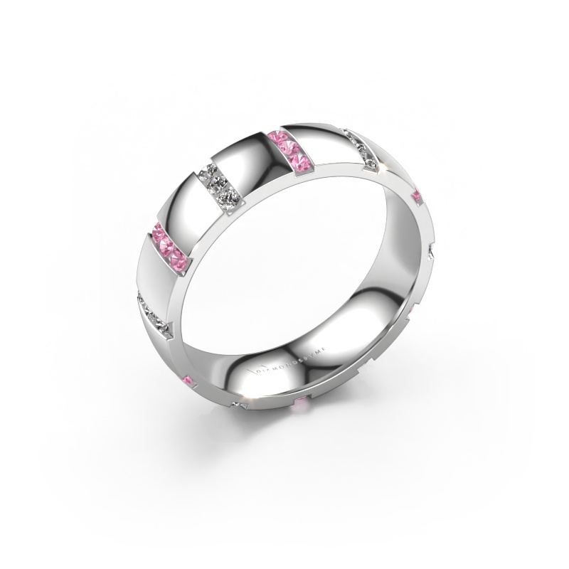 Image of Weddings ring Juul 585 white gold ±0.20x0.08 in Pink sapphire