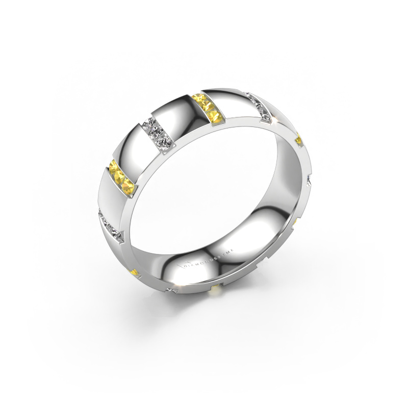 Image de Bague de mariage Juul 585 or blanc ±5x1.8 mm Saphir jaune