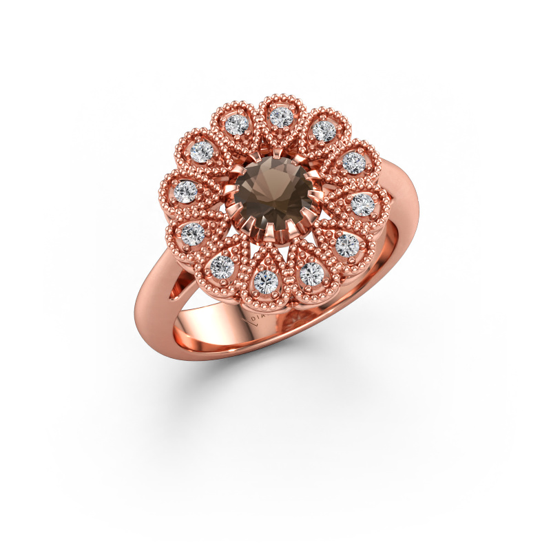 Imagen de Anillo de compromiso Kaat 585 oro rosa Cuarzo ahumado 5 mm