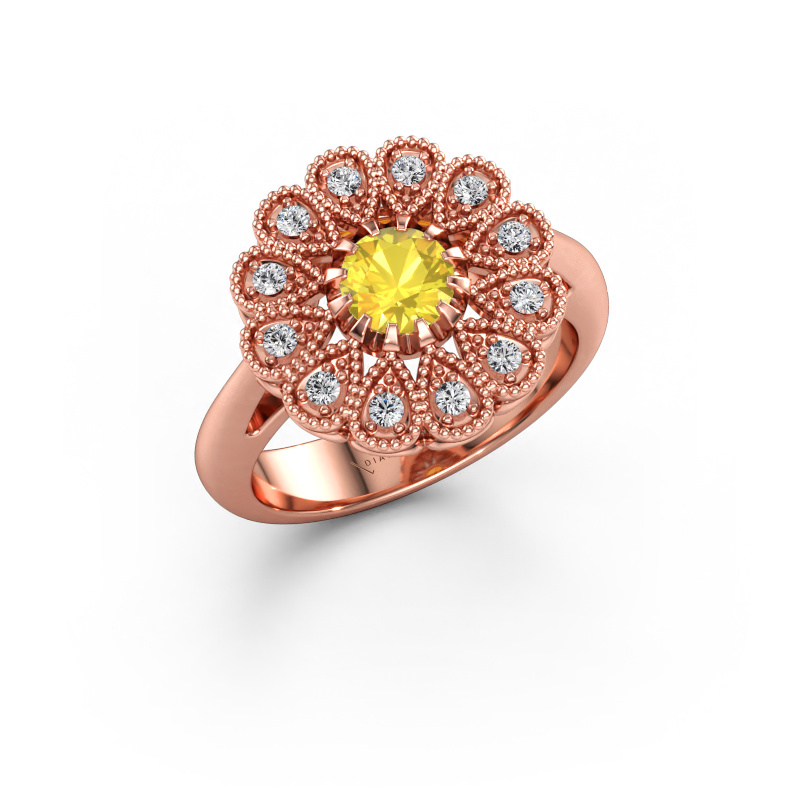 Immagine di Anello di fidanzamento Kaat 585 oro rosa Zaffiro giallo 5 mm