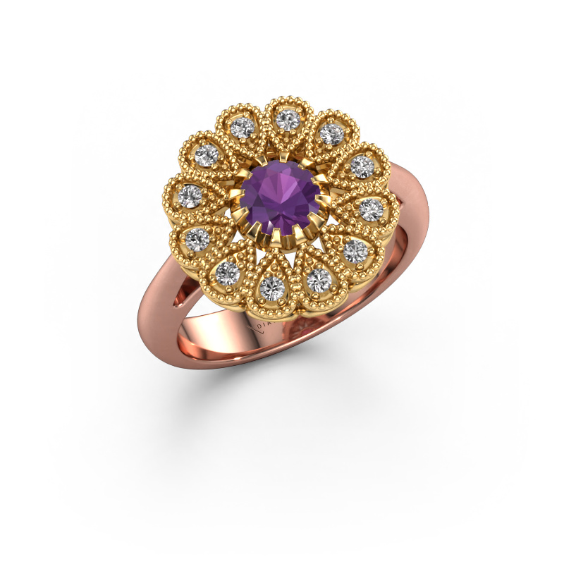 Image of Engagement ring Kaat 585 rose gold Amethyst 5 mm