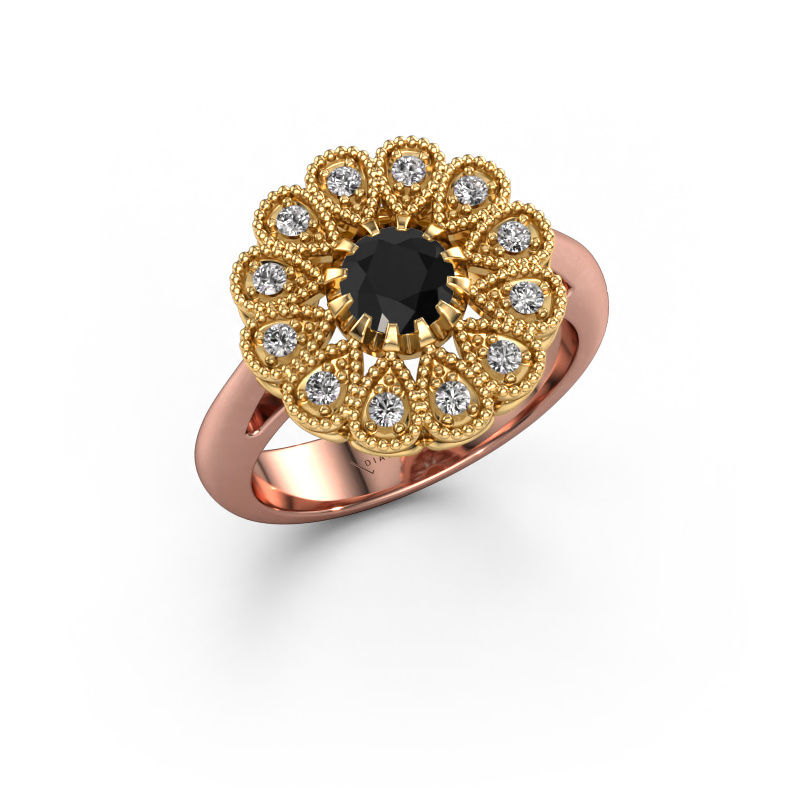 Bild von Verlobungsring Kaat 585 Roségold Schwarz Diamant 0.78 crt