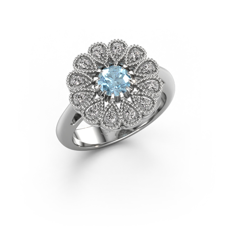 Image of Engagement ring Kaat 950 platinum Blue lab grown diamond 5 mm