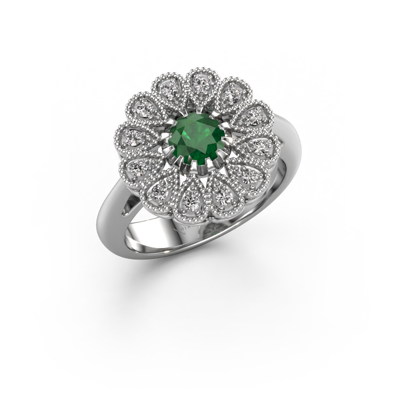Image of Engagement ring Kaat 950 platinum Emerald 5 mm