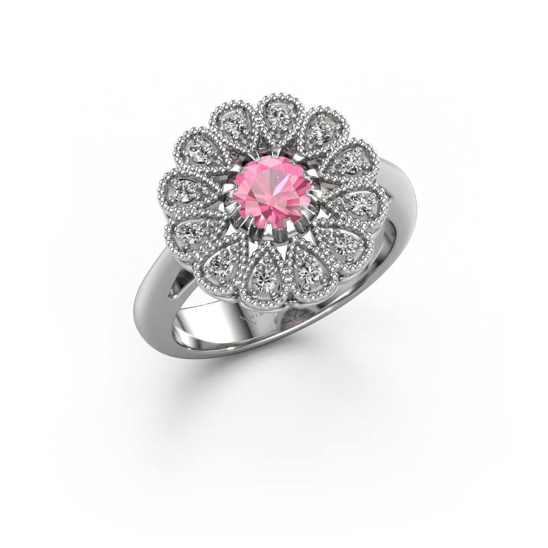Image of Engagement ring Kaat 950 platinum Pink sapphire 5 mm