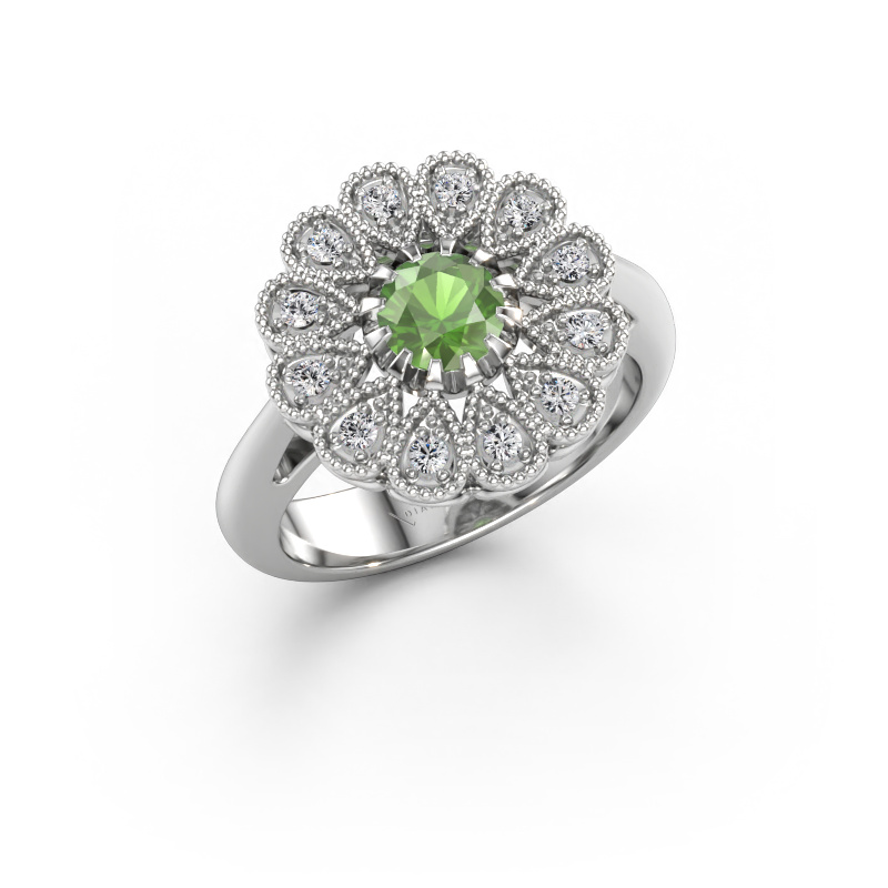 Immagine di Anello di fidanzamento Kaat 585 oro bianco Tormalina verde 5 mm