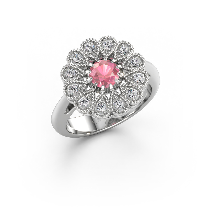 Immagine di Anello di fidanzamento Kaat 585 oro bianco Tormalina rosa 5 mm