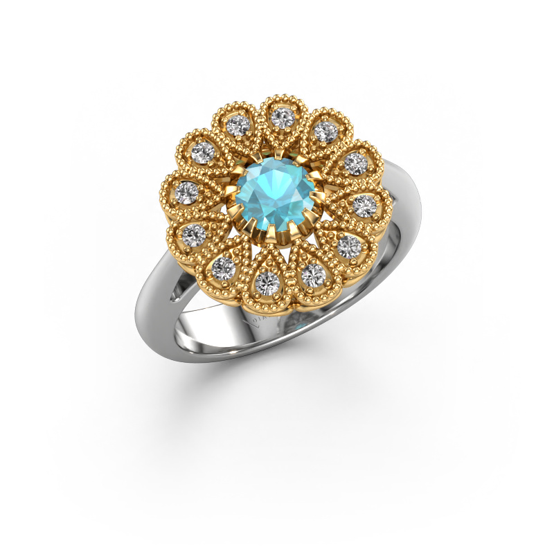 Image of Engagement ring Kaat 585 white gold Blue topaz 5 mm