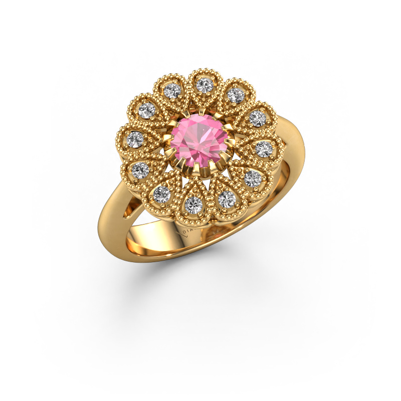 Image de Bague de fiançailles Kaat 585 or jaune Saphir rose 5 mm