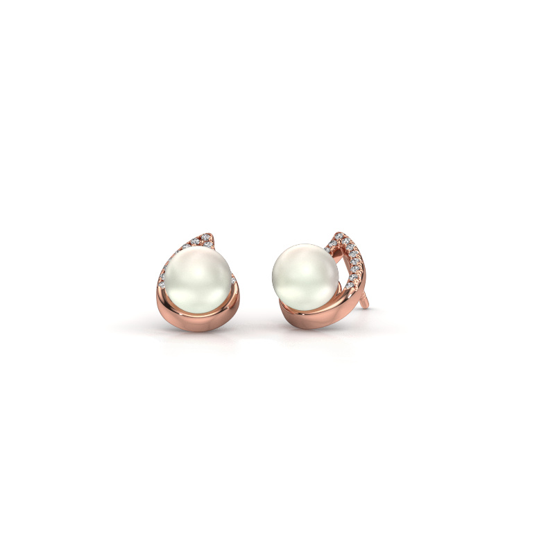 Image of Earrings Kaira 585 rose gold White pearl 7 mm